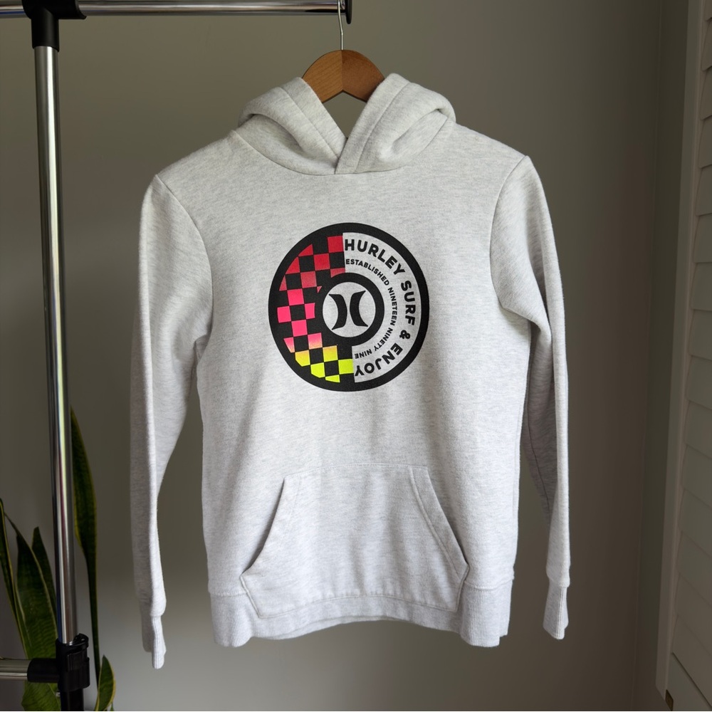 Hurley Gray Hoodie Sherpa Lined Hood Youth Large